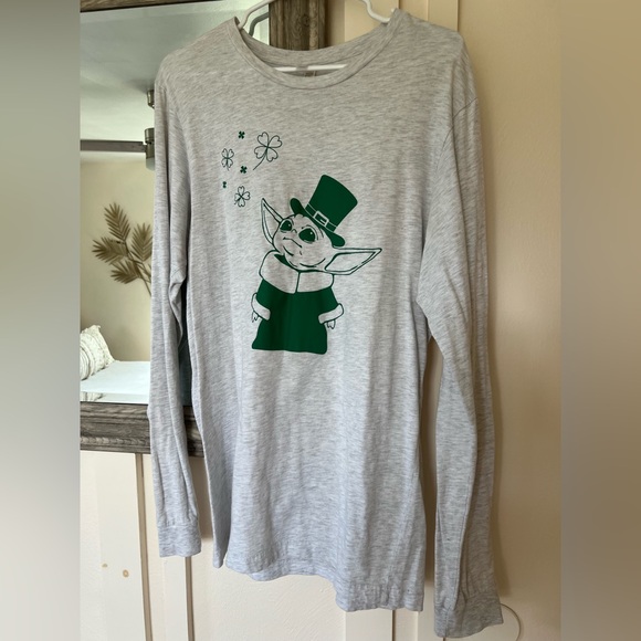 Bella Canvas Tops - Baby Yoda Light Grey Long Sleeve